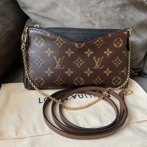 💕Final Price Authentic Louis Vuitton Pallas Clutch Monogram Noir💕